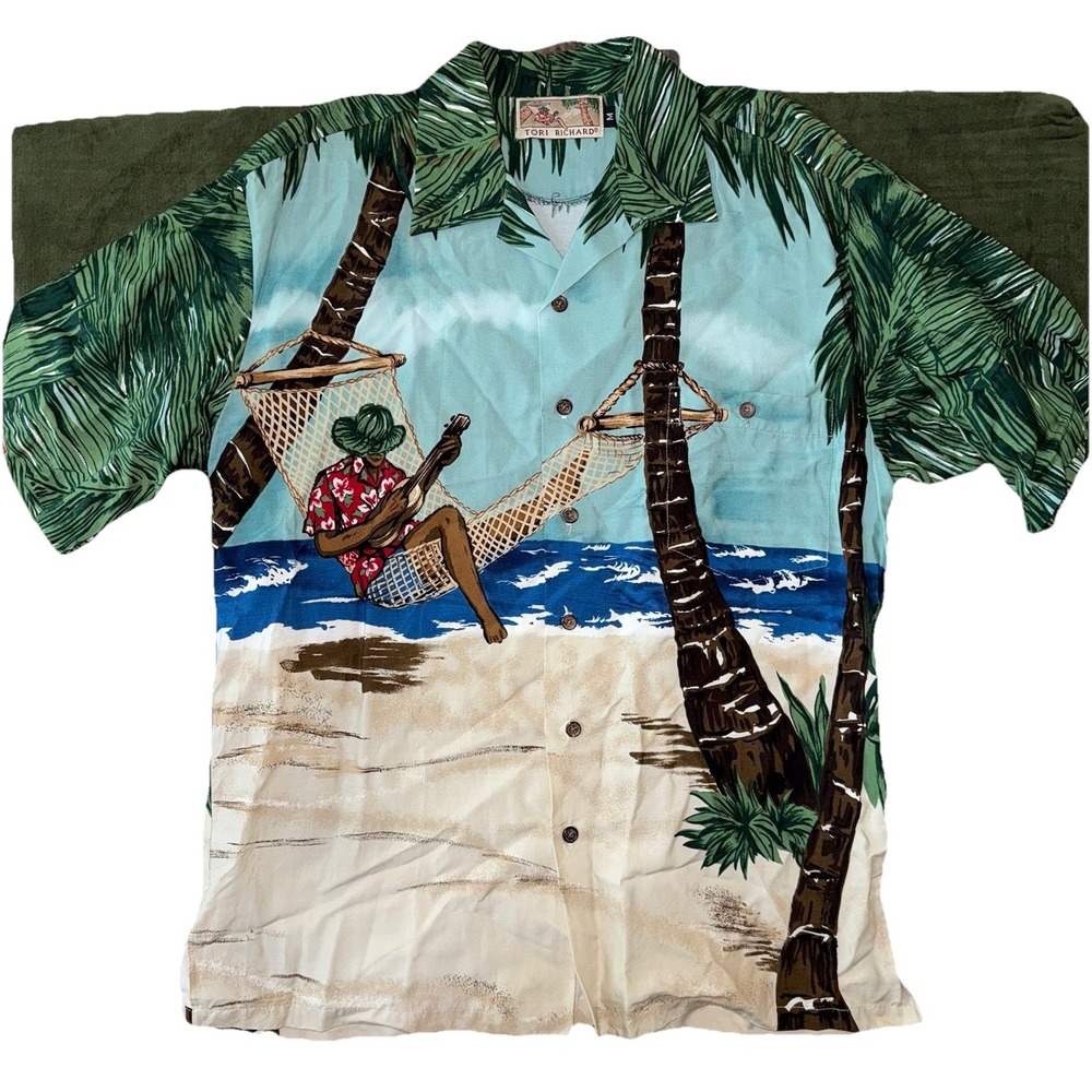 Vintage‎ 1990s Tori Richard Hammock Ukulele Rayon Hawaiian Made in USA Size M